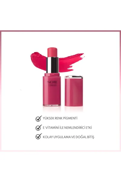  تصویر 3 : رژگونه استیکی مرطوب‌کننده 40 Ruby قرمز با بافت نرم و جلوه طبیعی نوت Note 