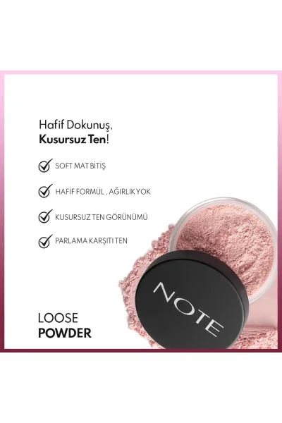  تصویر 3 : پودر فیکس Loose Powder Pembe؛ رنگ صورتی برای آرایش مات و یکدست نوت Note 
