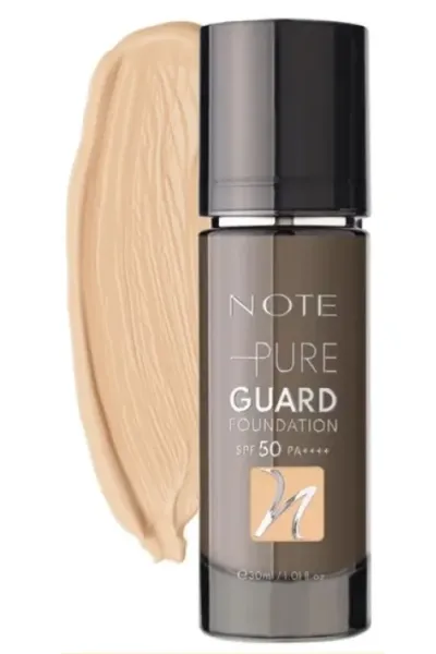 خرید و قیمت کرم پودر Pure Guard با پوشش طبیعی رنگ 120 Yellow Alt Ton زردفام Note نوت اصل