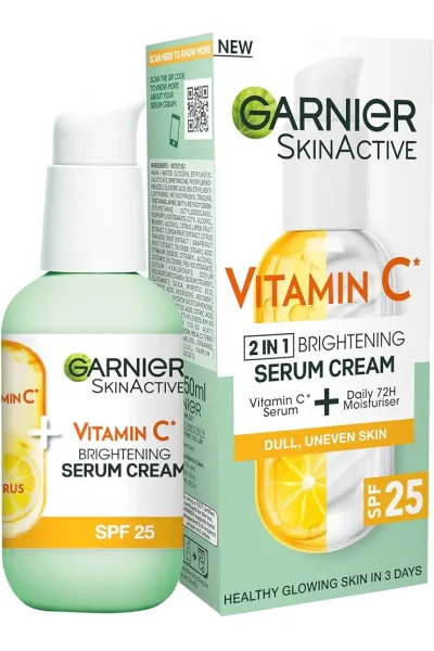 سرم کرمی ویتامین C حاوی ضدآفتاب SPF 25 گارنیر
