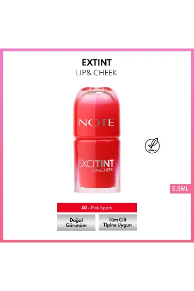  تصویر 5 : تینت لب و گونه مایع 40 Pink Spark رنگ صورتی طبیعی و ماندگار نوت Note 