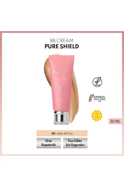  تصویر 5 : بی‌بی کرم SPF50+ PA++++ هیالورونیک و سرامید  30 Medium Dark متوسط تیره نوت Note 
