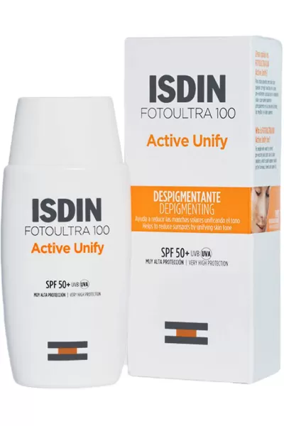 خرید و قیمت ضدآفتاب ضد لک بی رنگ اکتیو یونیفای ISDIN SPF50 ایزدین اصل