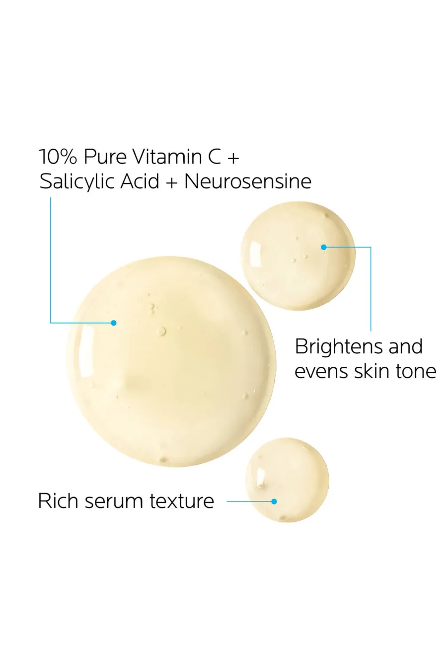 ویژگی سرم ویتامین C ده درصد لاروش پوزای LA ROCHE-POSAY با بافت غنی و روشن‌کننده پوست