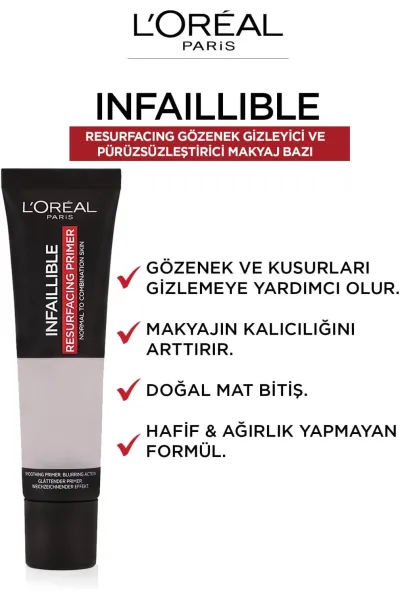  تصویر 2 : پرایمر صاف‌کننده و محوکننده منافذ اینفالیبل لورال پاریس L'Oreal Paris 