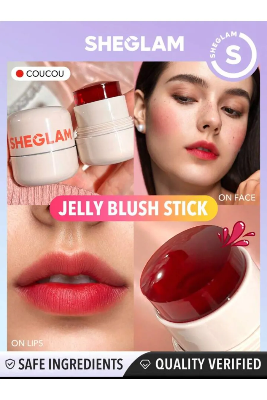 معرفی تینت ژلهای لب و گونه رنگ Coucou شیگلم Sheglam روی لب و گونه معرفی تینت ژلهای لب و گونه رنگ Coucou شیگلم Sheglam روی لب و گونه