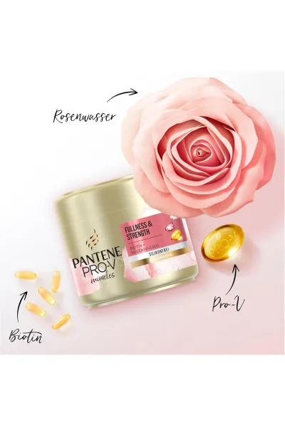  تصویر 1 : Pantene پنتن  ماسک مو حجم دهنده بیوتین + گل رز  