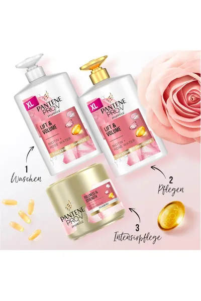 تصویر 2 : Pantene پنتن  ماسک مو حجم دهنده بیوتین + گل رز  