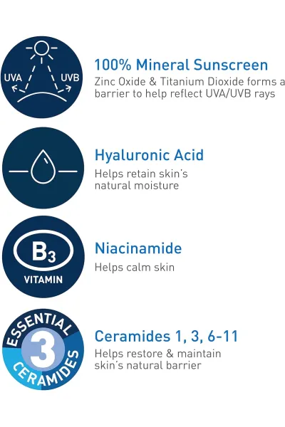  تصویر 1 : CeraVe سراوی  کرم ضدآفتاب مینرال آبرسان ۷۵ میل  