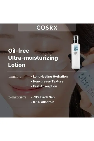  تصویر 6 : COSRX کوزارکس  لوسیون آبرسان و مرطوب کننده بدون چربی پوست صورت  