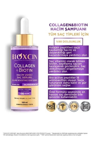  تصویر 3 : سرم حجم دهنده موی کلاژن + بیوتین بیوکسین BIOXCIN 
