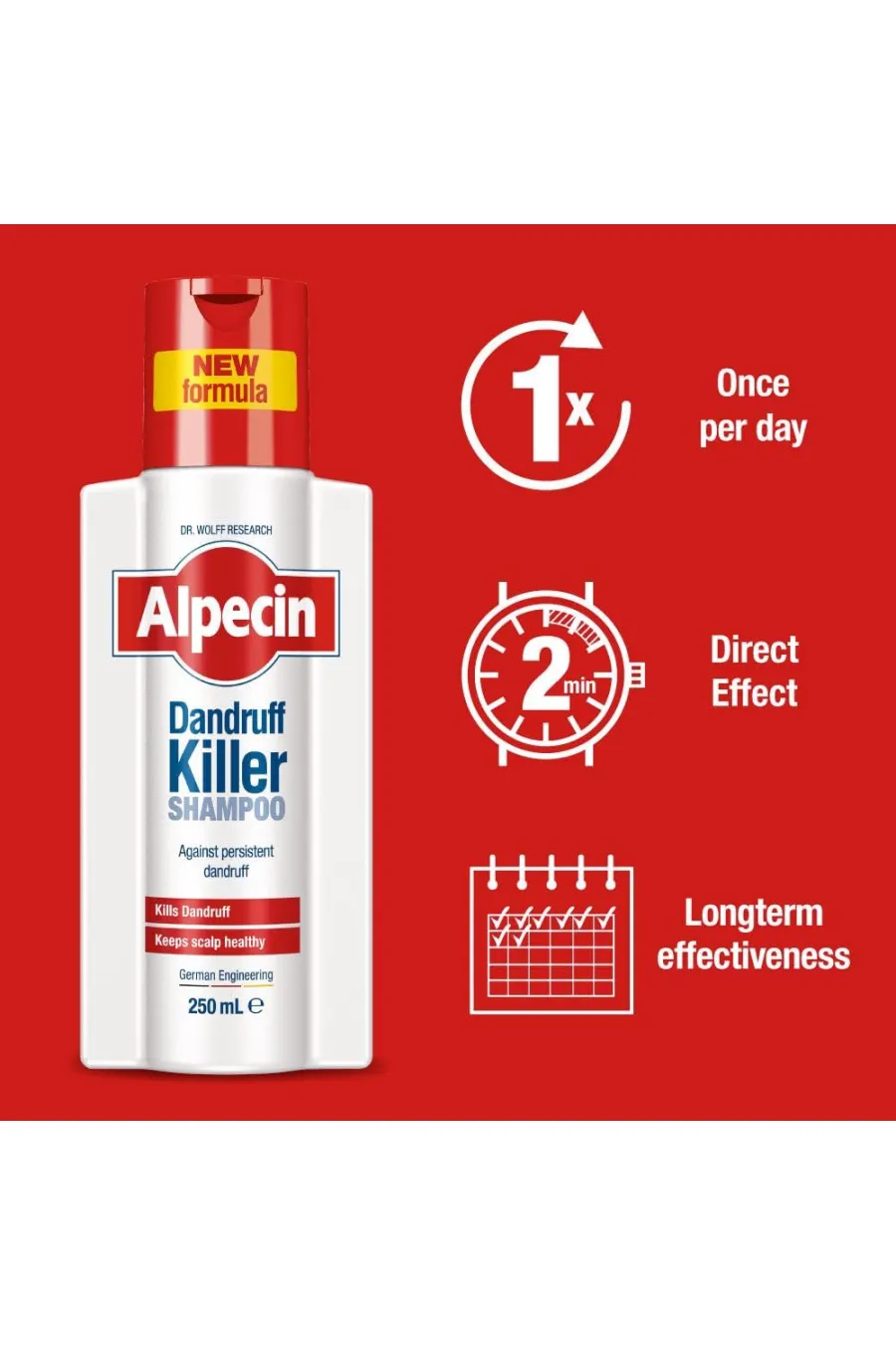 نحوه استفاده از شامپو ضد شوره dandruff killer آلپسین Alpecin روزی یک بار و به مدت دو دقیقه