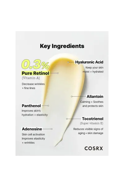  تصویر 4 : COSRX کوزارکس  کرم رتینول ضد چروک صورت و دور چشم  