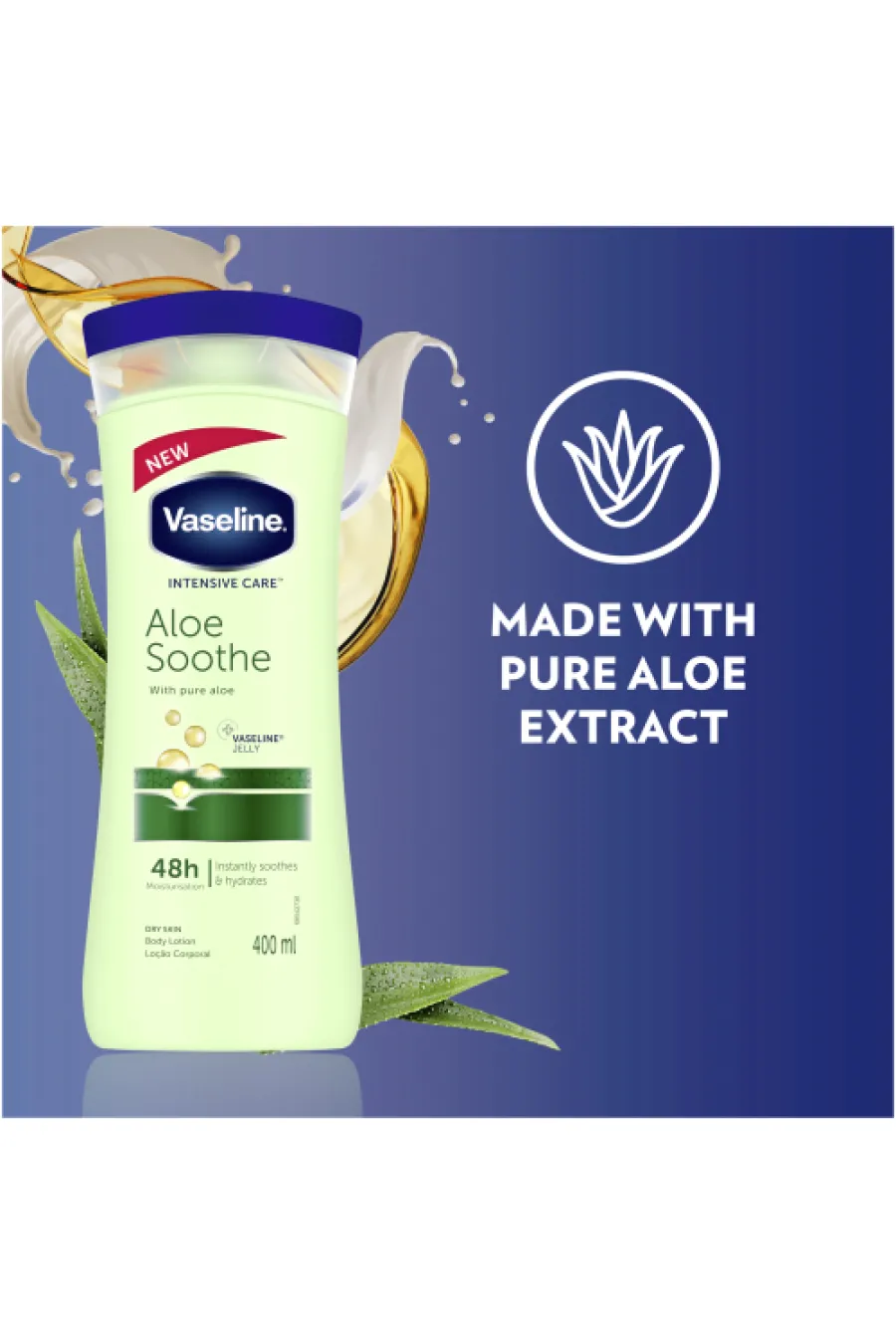 عصاره آلوئه‌ورا در لوسیون بدن آلوورا وازلین Vaseline