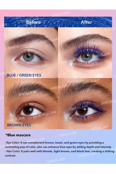  تصویر 2 : Sheglam شیگلم  ریمل آبی حجم دهنده و بلند کننده ضدآب  