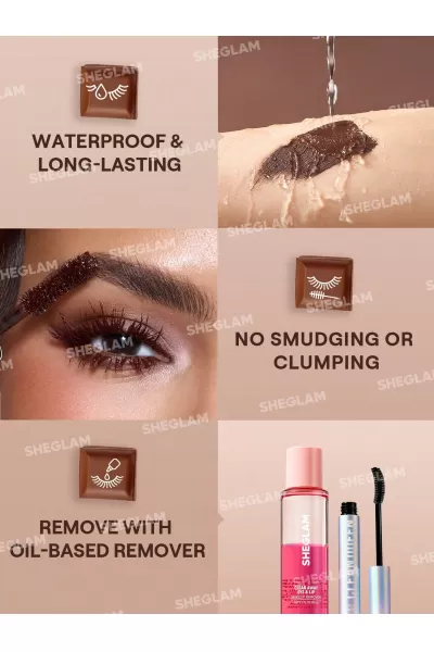  تصویر 3 : Sheglam شیگلم  ریمل قهوه‌ای حجم دهنده و بلند کننده ضدآب  