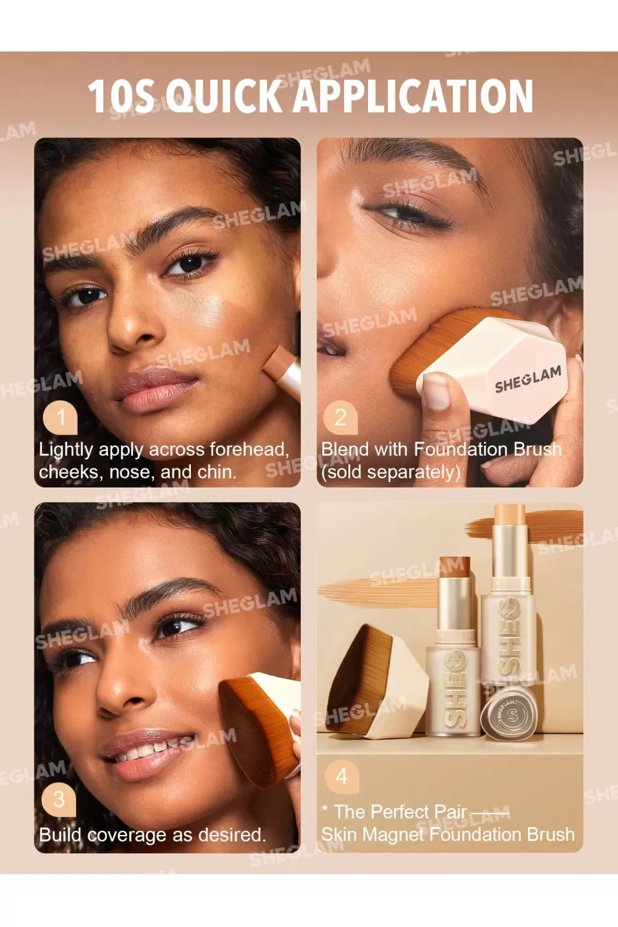نحوه استفاده از کرم پودر استیکی رنگ Buttercream شیگلم Sheglam در چند مرحله سریع