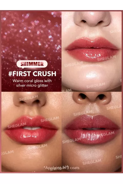  تصویر 1 : Sheglam شیگلم First Crush بالم لب شاین حجم دهنده (لیپ پلامپر) رنگ  