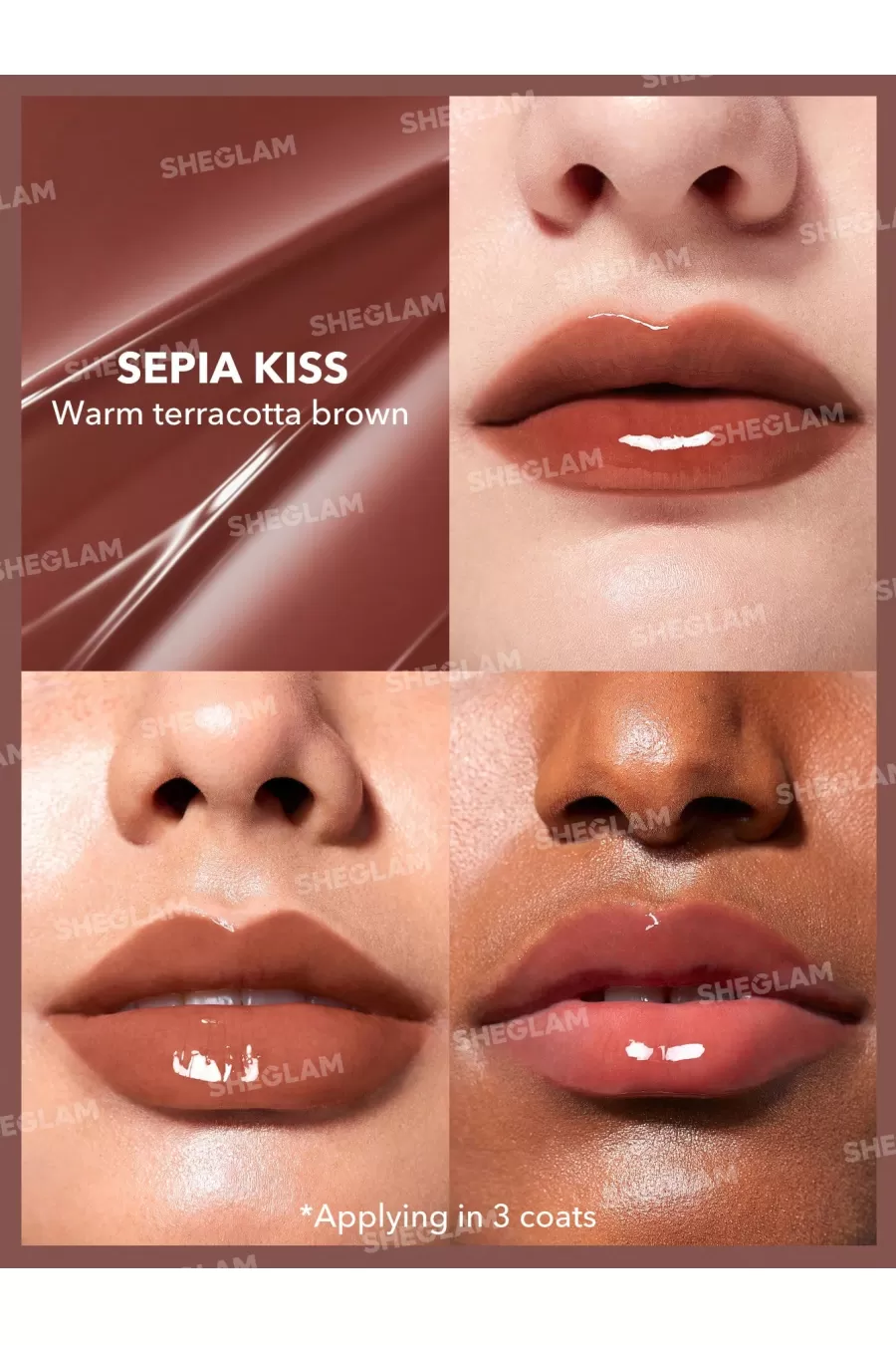 معرفی بالم لب حجم دهنده (لیپ پلامپر) رنگ Sepia Kiss شیگلم Sheglam