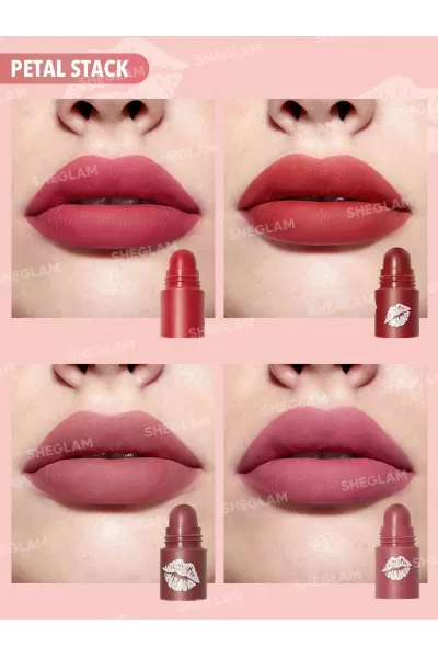  تصویر 1 : رژ لب ۴ در ۱ فشنگی رنگ Petal Stack شیگلم Sheglam 