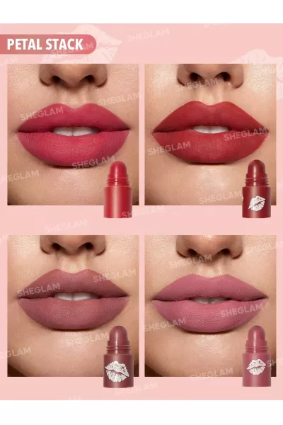  تصویر 2 : رژ لب ۴ در ۱ فشنگی رنگ Petal Stack شیگلم Sheglam 