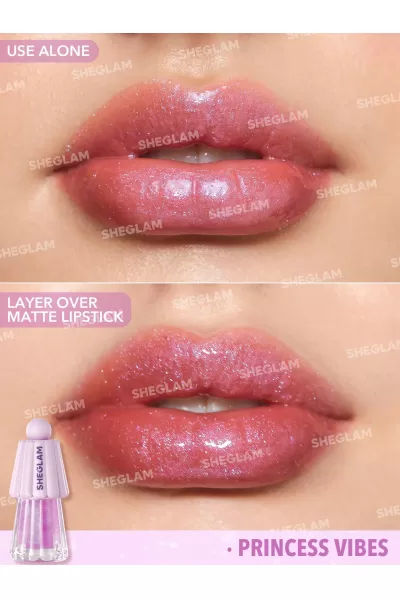 تصویر 1 : لیپ اویل شاین چتری رنگ Princess Vibes شیگلم Sheglam 