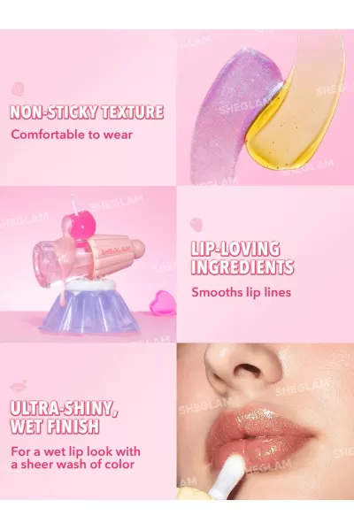  تصویر 3 : Sheglam شیگلم Pinkies Up لیپ اویل شاین چتری رنگ  