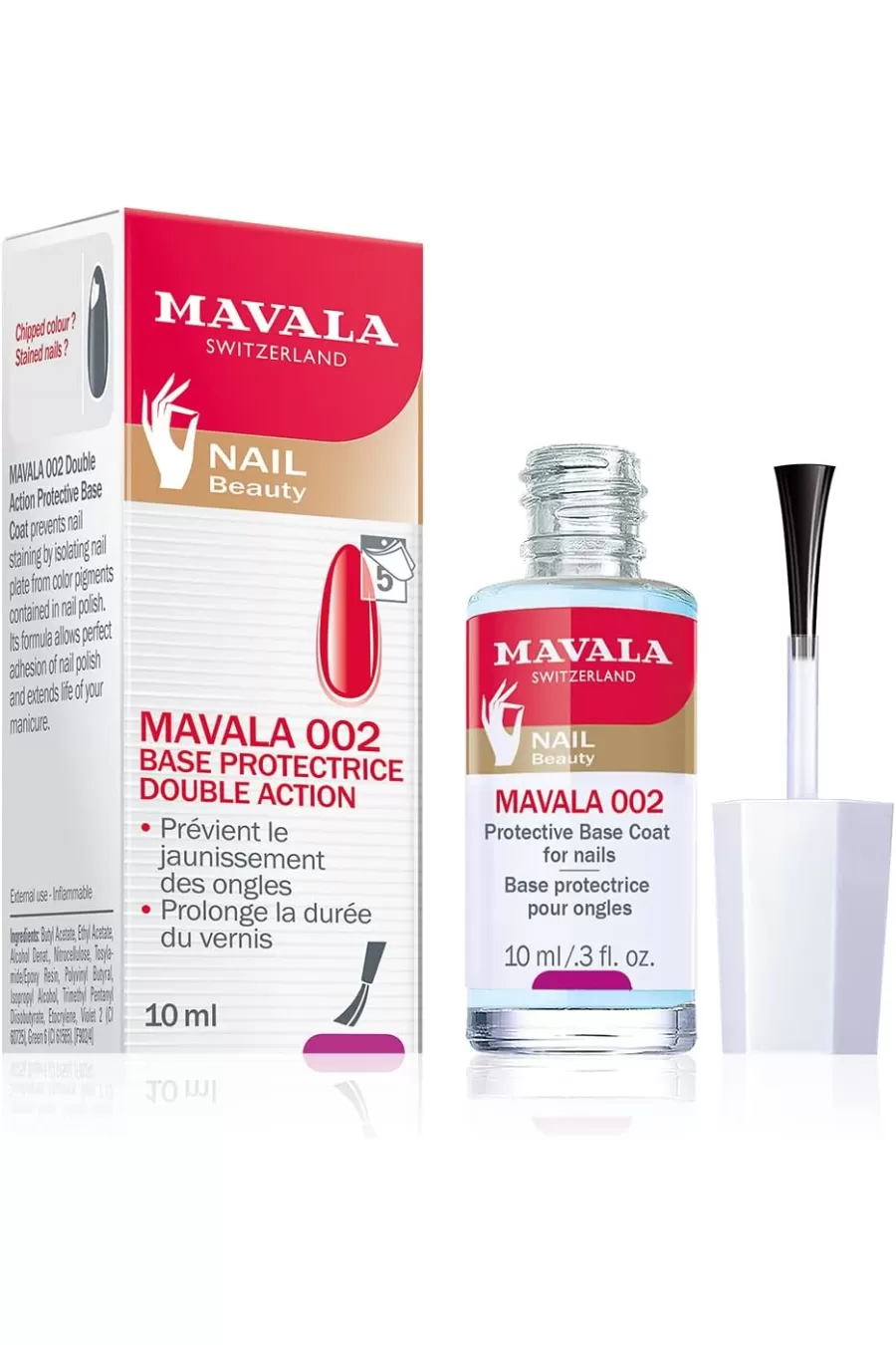 معرفی محلول تقویت و محافظت ناخن سوئیسی ماوالا Mavala با بسته‌بندی و شیشه محصول