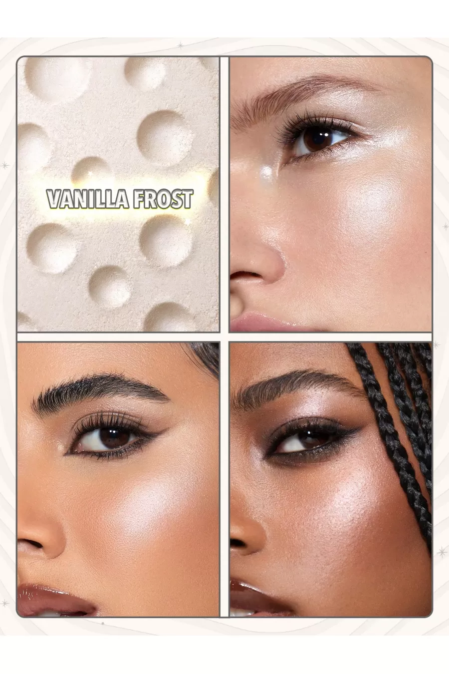 بافت و جلوه میکای سنتتیک در هایلایتر فضایی رنگ Vanilla Frost شیگلم Sheglam بافت و جلوه میکای سنتتیک در هایلایتر فضایی رنگ Vanilla Frost شیگلم Sheglam