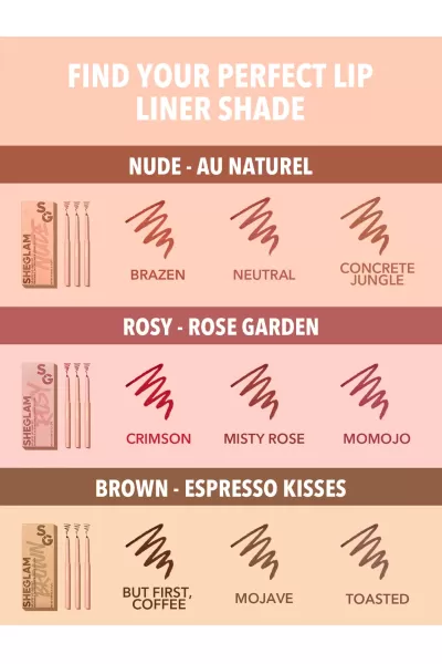  تصویر 6 : Sheglam شیگلم Au Naturel کیت مداد خط لب رنگ  