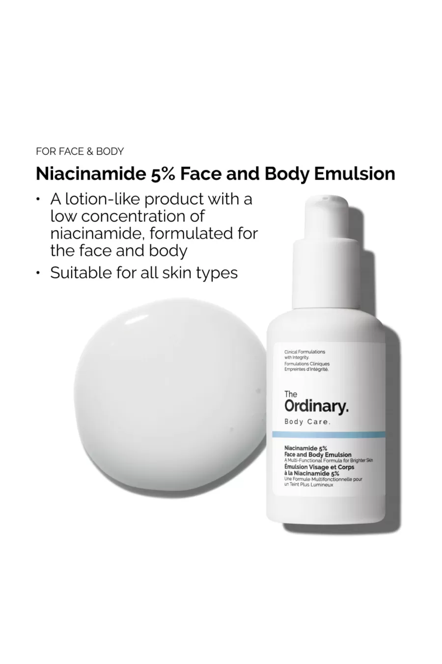 امولسیون روشن کننده نیاسینامید 5% صورت و بدن اوردینری The Ordinary مناسب انواع پوست