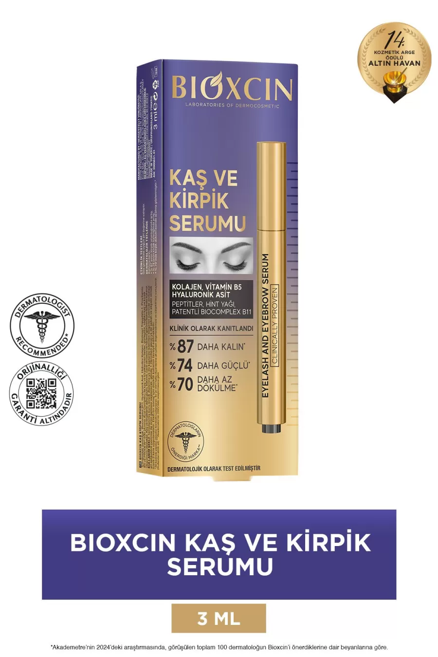 ارزش خرید سرم تقویت مژه و ابرو بیوکسین BIOXCIN با نمایش بسته‌بندی اصلی محصول