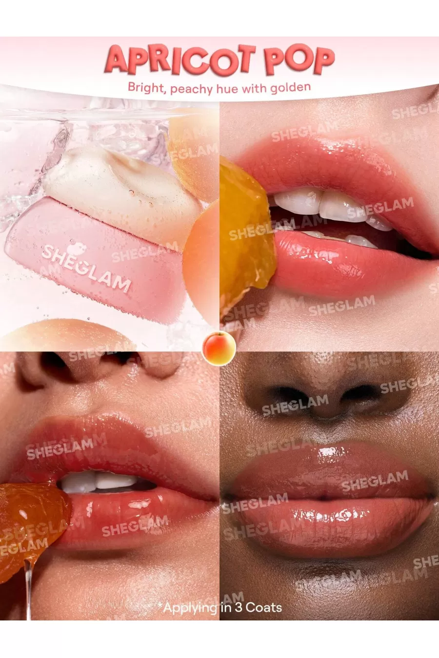 معرفی بالم لب مربایی رنگ Apricot Pop شیگلم Sheglam با جلوه براق و رنگ هلویی