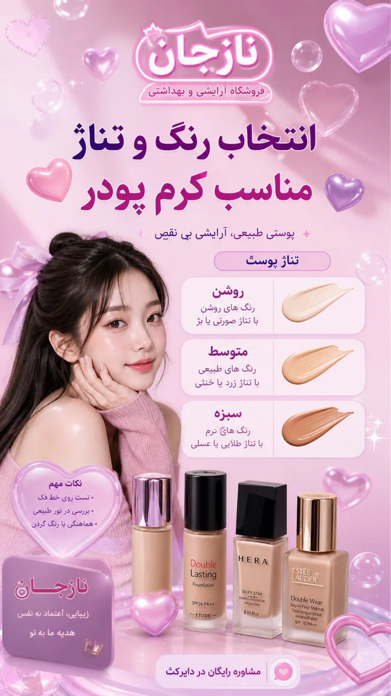 انتخاب رنگ و تناژ مناسب کرم پودر