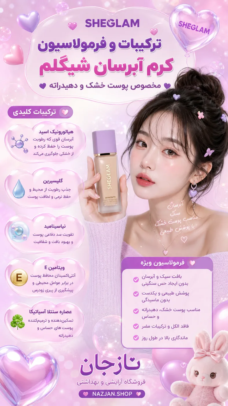 ترکیبات و فرمولاسیون کرم آبرسان شیگلم مخصوص پوست خشک و دهیدراته