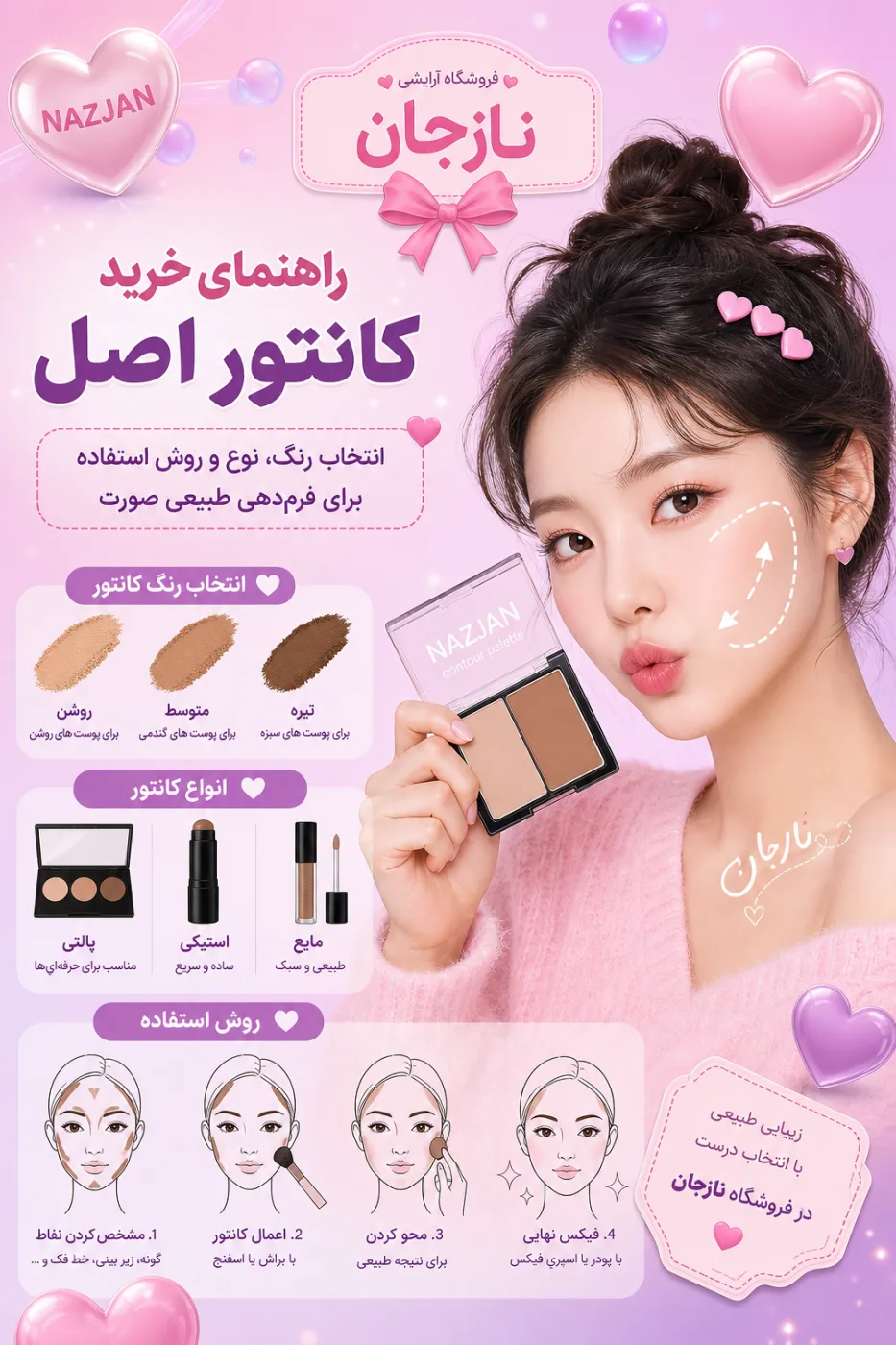 راهنمای خرید کانتور اصل؛ انتخاب رنگ، نوع و روش استفاده برای فرم‌دهی طبیعی صورت