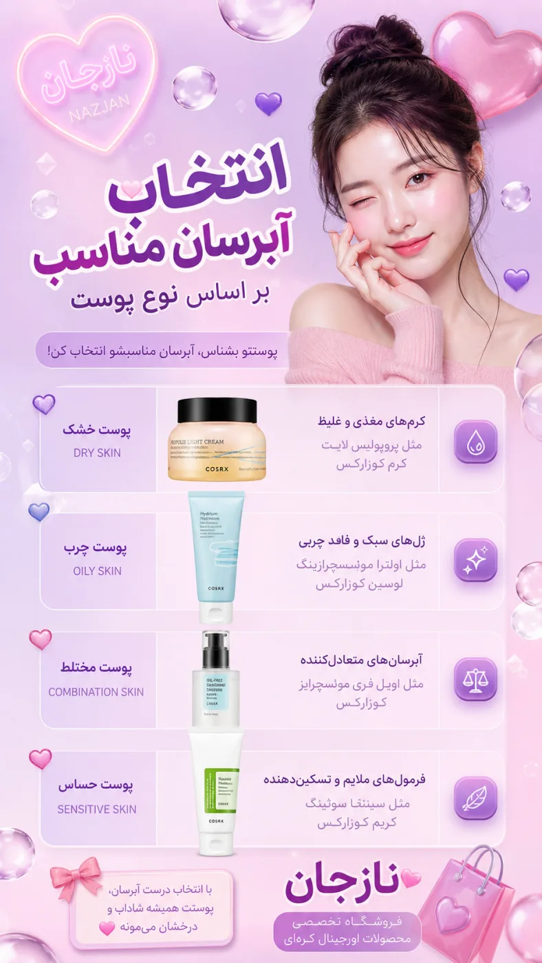 انتخاب آبرسان مناسب بر اساس نوع پوست