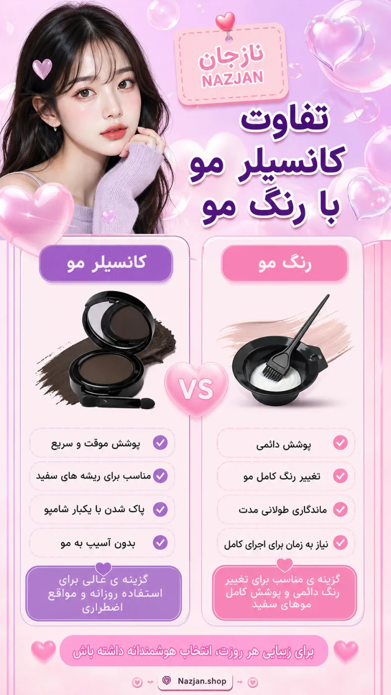 تفاوت کانسیلر مو با رنگ مو