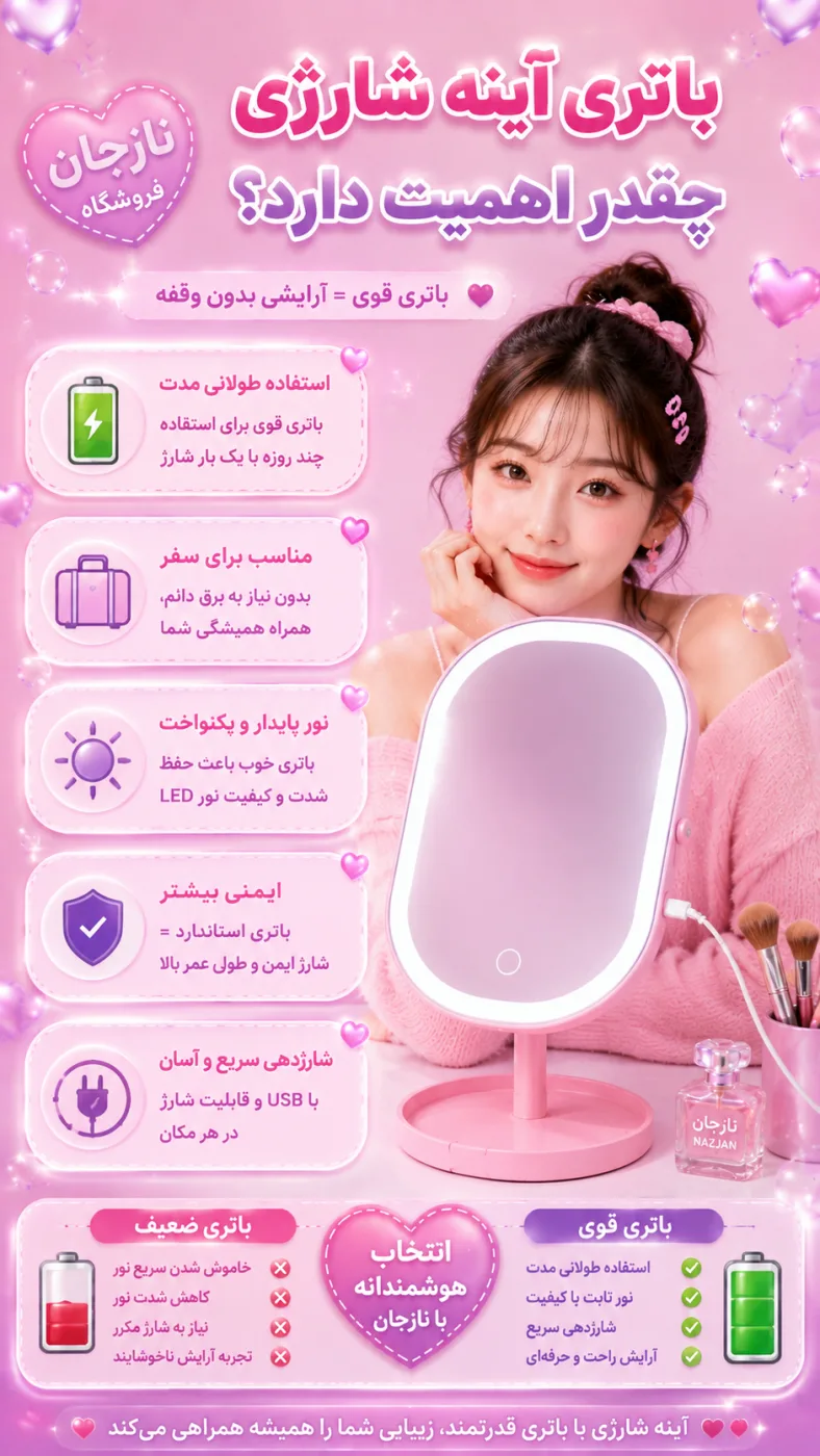 باتری آینه شارژی چقدر اهمیت دارد؟