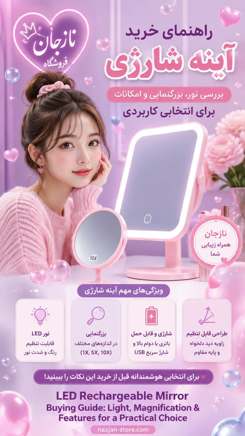 راهنمای خرید آینه شارژی؛ بررسی نور، بزرگنمایی و امکانات برای انتخابی کاربردی