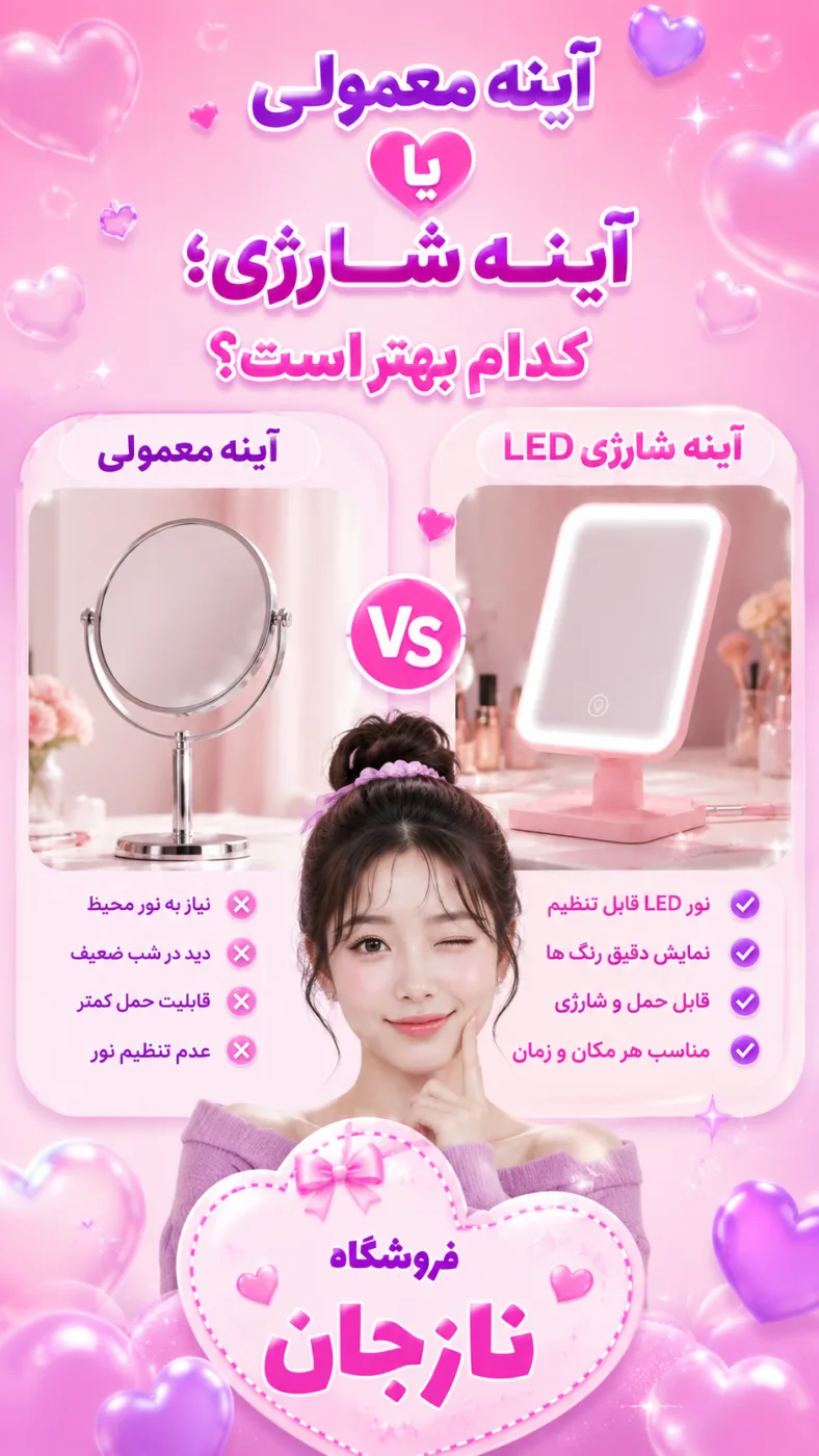آینه معمولی یا آینه شارژی؛ کدام بهتر است؟